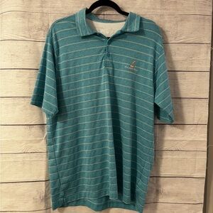 Antigua Blue Polo with White Stripes Branded Dolphin Head Golf Club